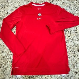 Nike The Ohio State University DRI-FIT Coaches Long Sleeve Tee Large Scarlet